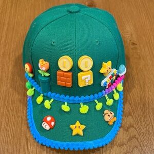 Green Kids Cap Super Mario with Fun Decorations